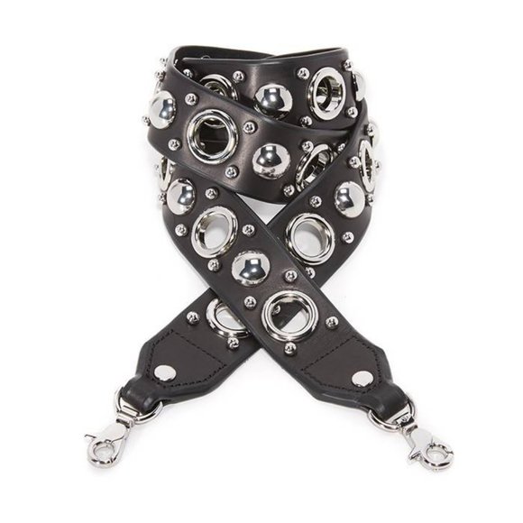 Alexander Wang Attica Black Leather Silver Studded Guitar Strap - Picture 5 of 5